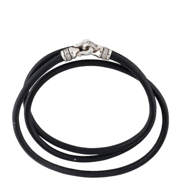 DAVID YURMAN DIAMOND STERLING SILVER 925 CABLE BUCKLE TRIPLE WRAP BRACELET - Picture 6 of 7